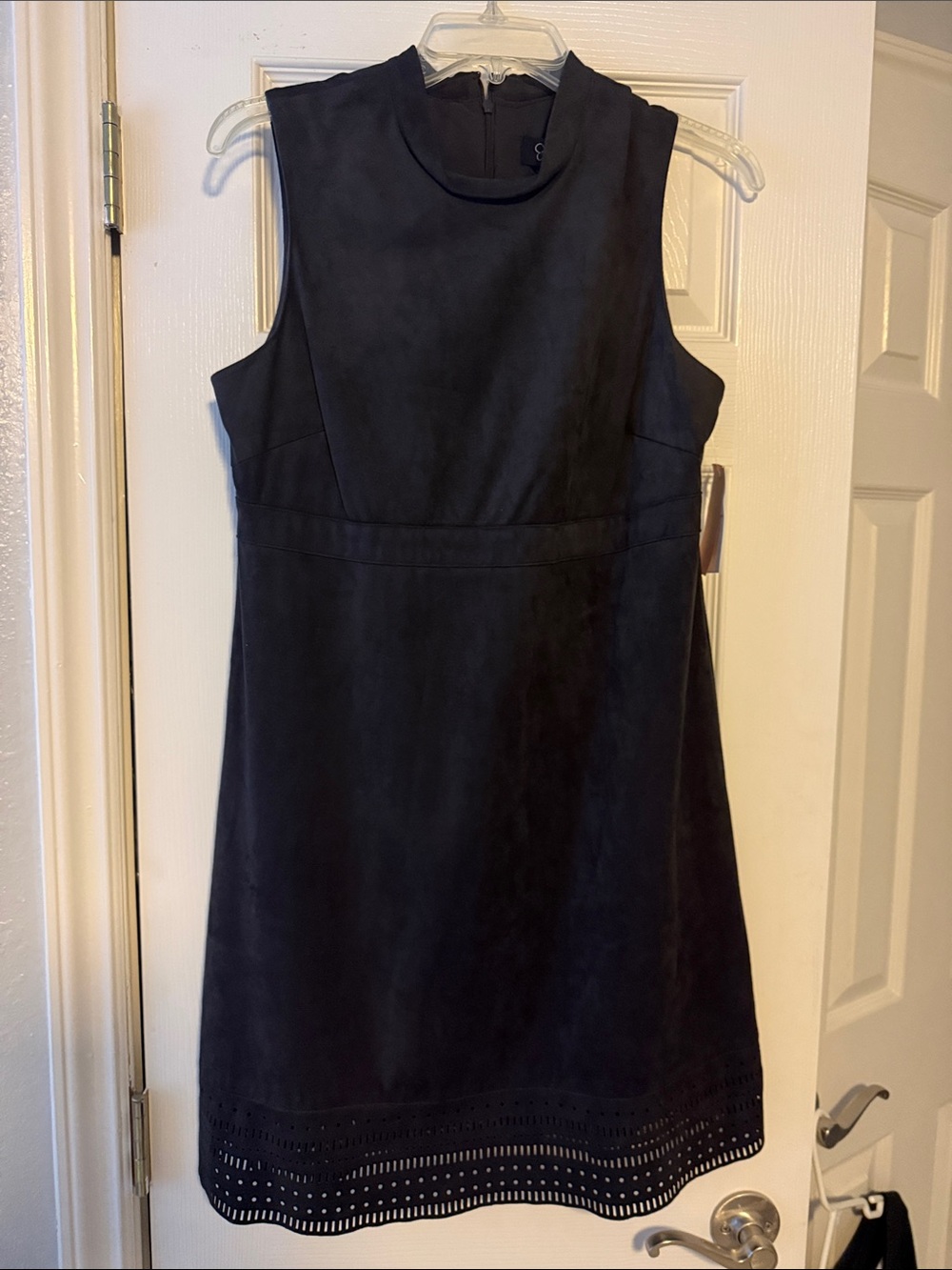 Jessica Simpson Black Sleeveless A-Line Mini Dress with Laser-Cut Hem